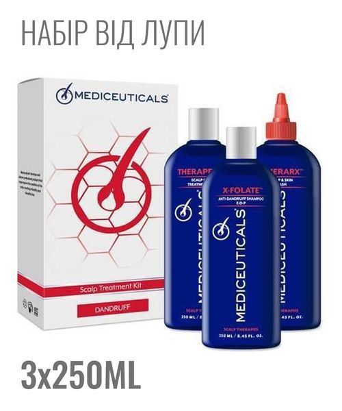 Набір проти лупи Mediceuticals Scalp Treatment Kit Dandruff 3х250 ml, догляд за подразненою шкірою голови 36958 фото